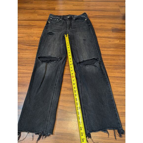 American Eagle Black Ripped Strigid Straight Jeans Size 8 - Picture 6 of 8